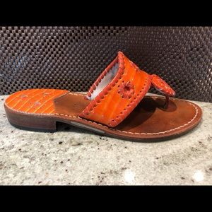 Jack Rogers Palm Beach Sandal Orange Patent  Sz 6
